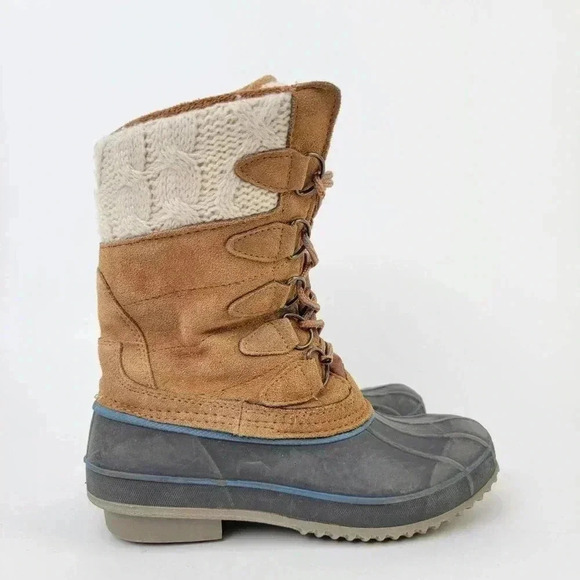 Khombu Cozy Crochet Knit Tall Duck Boots - 6.5 - Picture 9 of 9